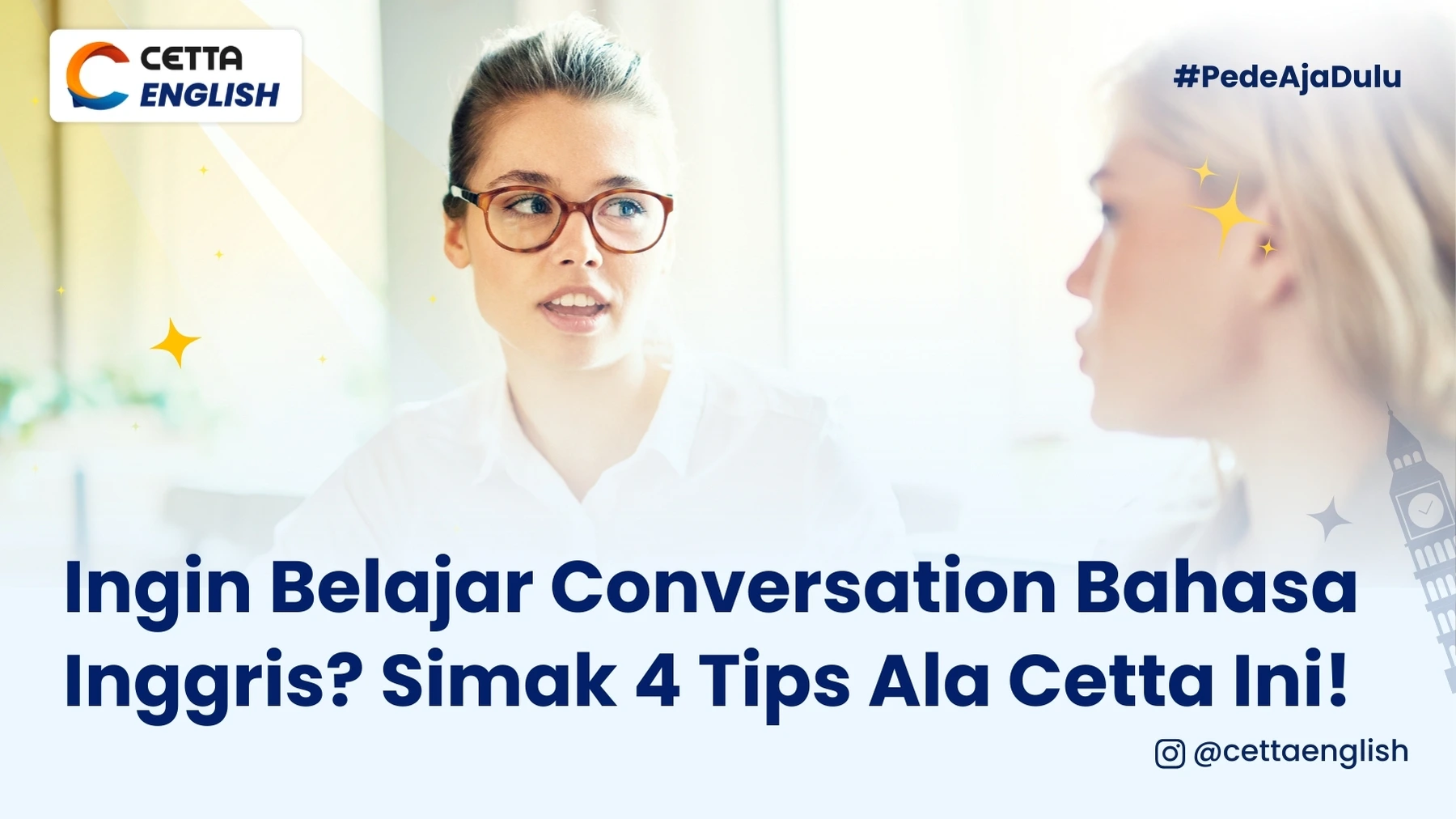dua orang yang sedang mencoba tips belajar conversation bahasa inggris ala cetta