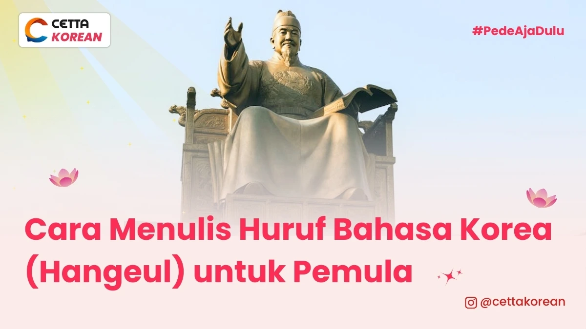 ilustrasi patung King Sejeong yang menemukan cara menulis huruf bahas Korea