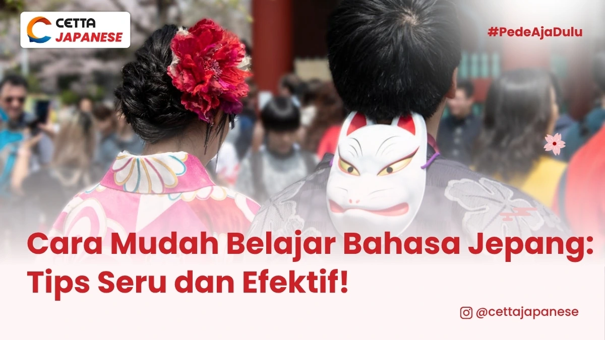 ilustrasi orang asing yang memakai kimono dan ingin mengetahui cara mudah belajar bahasa Jepang