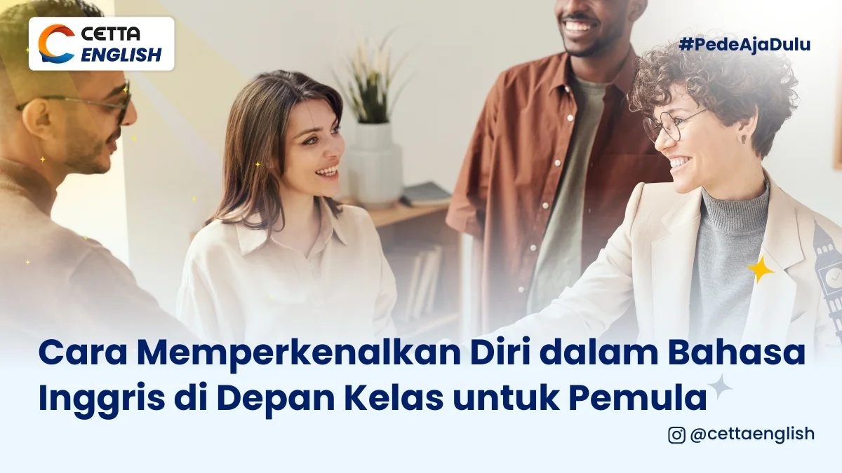 seorang wanita dan pria sedang memperkenalkan diri menggunakan bahasa inggris