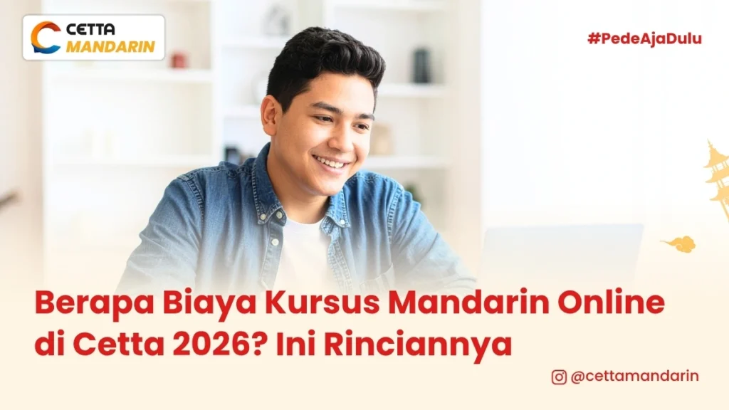 seorang pria sedang kursus bahasa mandarin online di cetta