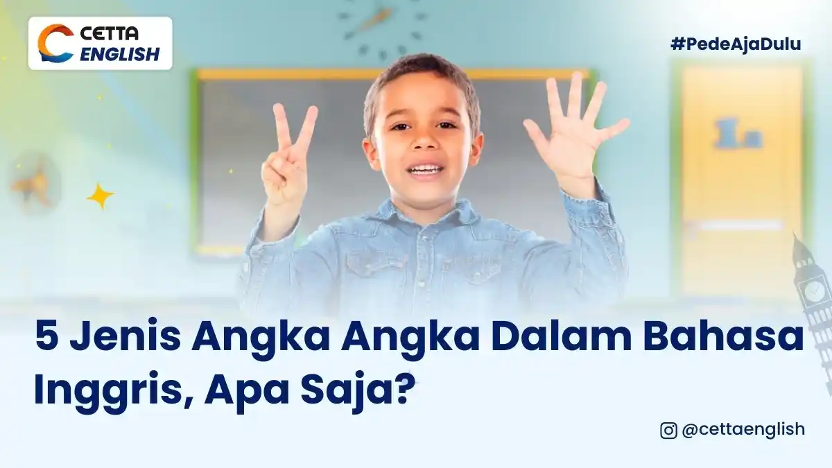 ilustrasi anak yang belajar 5 jenis angka-angka dalam bahasa Inggris
