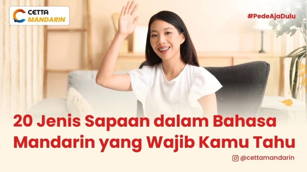 seorang wanita menyapa menggunakan bahasa mandarin