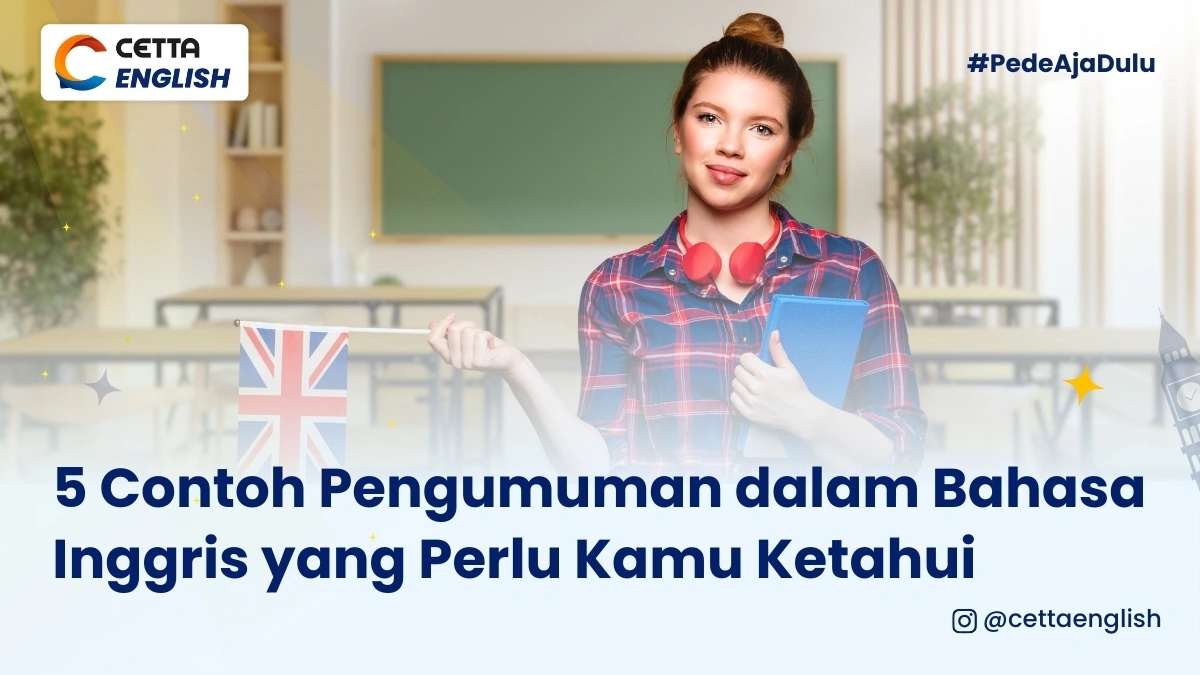 seorang wanita membawa bendera inggris dengan background dalam kelas