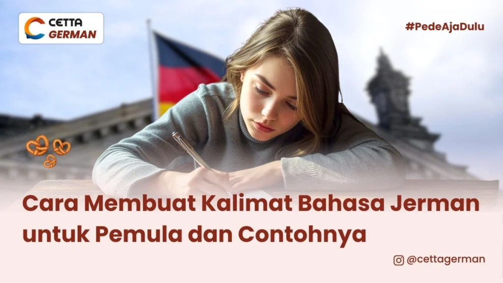 Seorang anak sedang belajar cara membuat kalimat bahasa Jerman