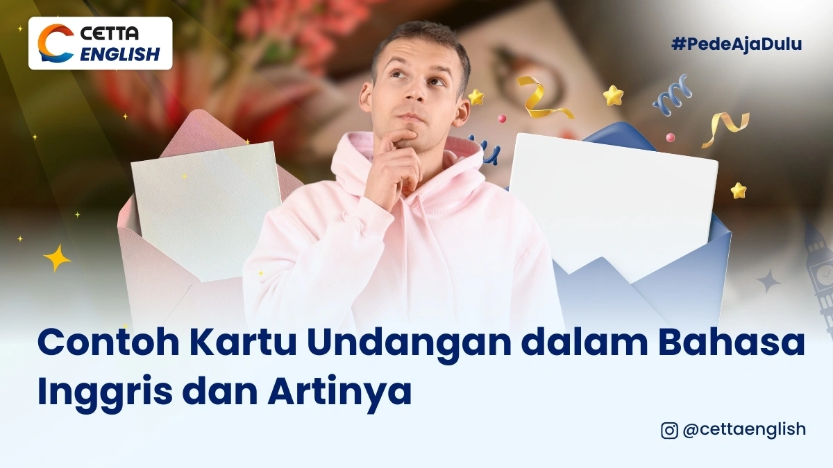 seorang pira ekspresi bimbang dengan latar belakang dua surat undangan dalam bahasa inggris