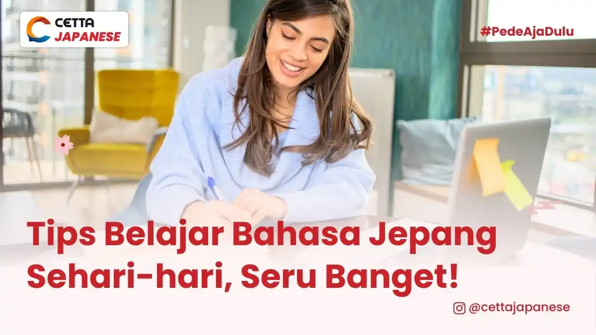ilustrasi seseorng yang belajar bahasa Jepang sehari-hari