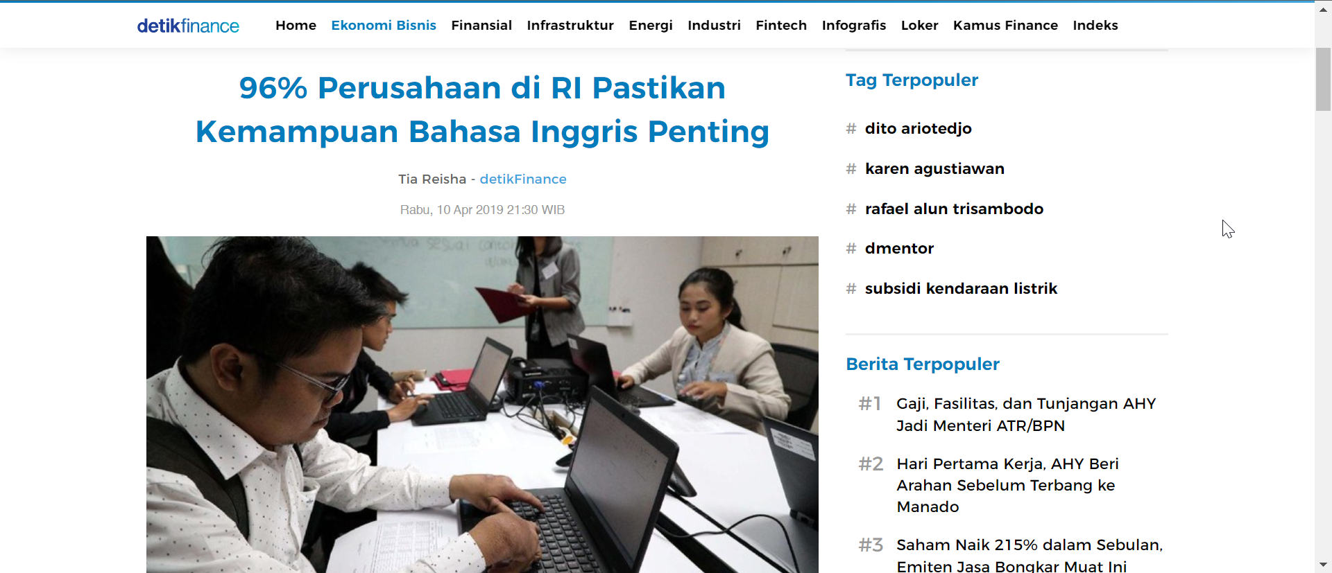 Kemampuan bahasa Inggris penting bagi 96% perusahaan di Indonesia