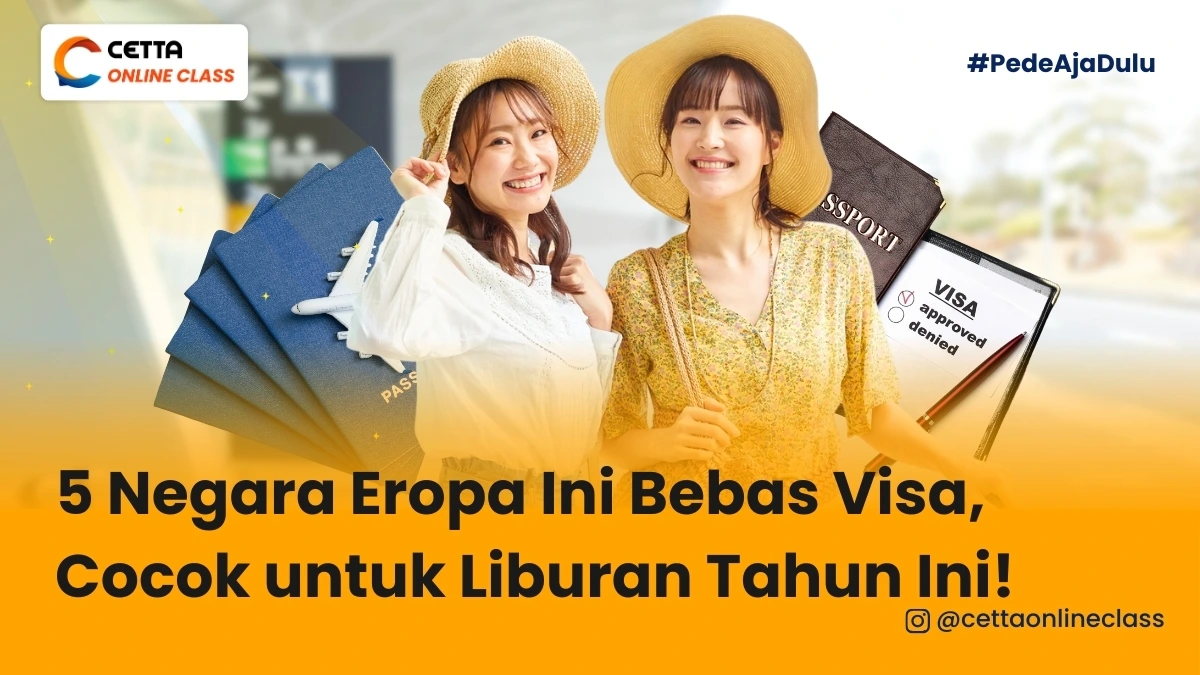 ilustrasi duaorang yang akan berlibur ke negara Eropa yang bebas visa