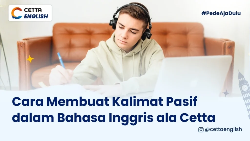 ilustrasi seorang laki-laki yang membuat kalimat pasif dalam bahasa inggris