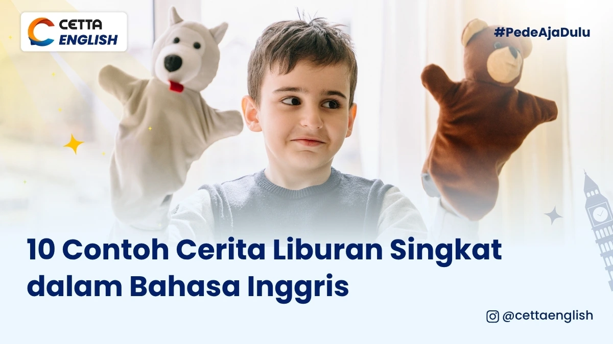 ilustrasi seorang anak yang menceritakan kisah liburan singkat dalam bahasa Inggris