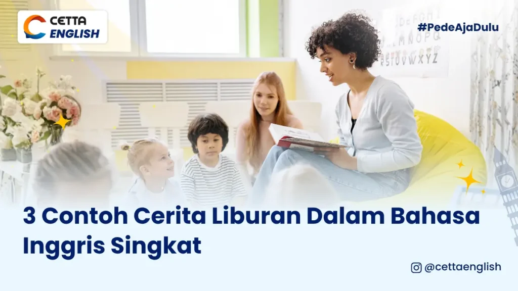 seorang guru terlihat sedang menceritakan sesuatu di depan anak-anak muridnya