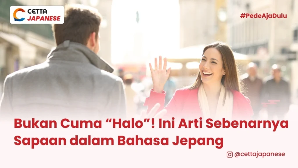 seorang wanita menyapa pria menggunakan bahasa jepang