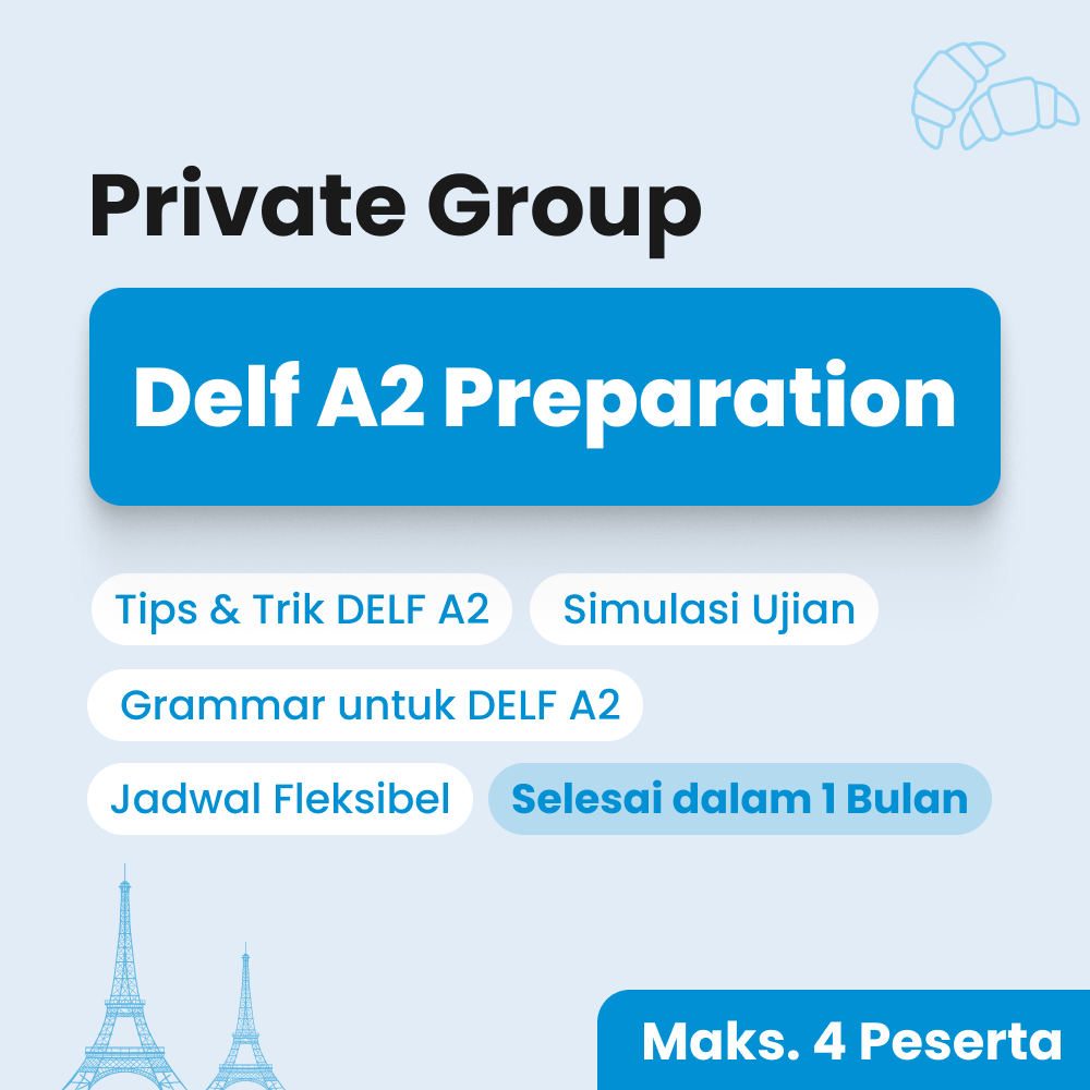 Kelas persiapan delf A2 untuk ujian Bahasa Prancis by Cetta French