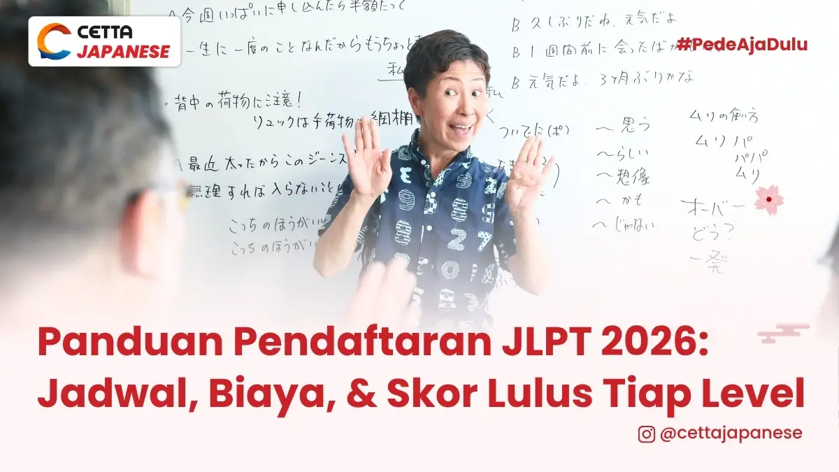 seorang guru sedang mengajarkan materi JLPT untuk pendaftaran jlpt 2026