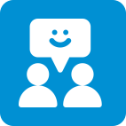 Icon murid yang berinteraksi dengan menyenangkan