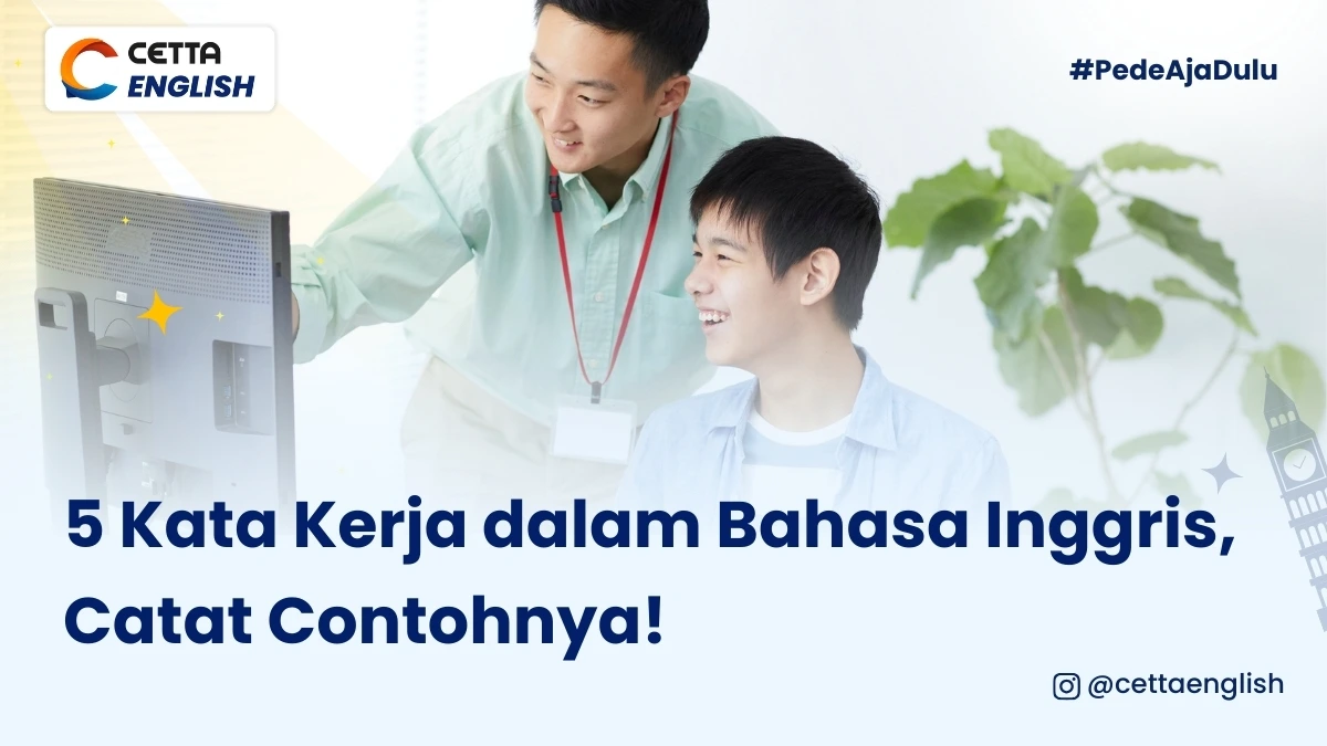 ilstrasi orang yang tengah melakukan beberapa kegiatan kata kerja dalam bahasa inggris