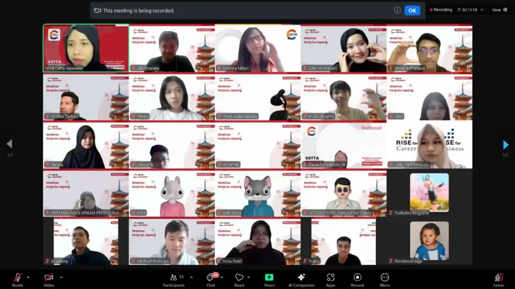 Sesi foto peserta webinar kerja di Jepang
