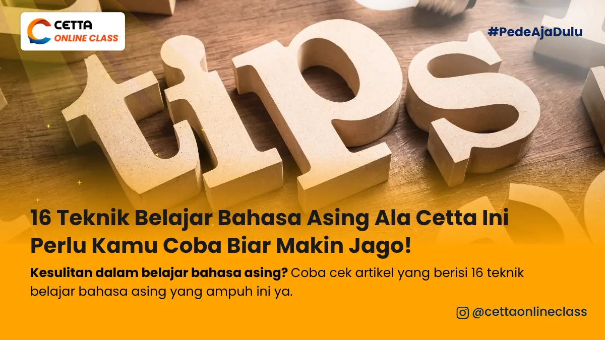 Gambar tulisan tips teknik belajar bahasa asing ala cetta
