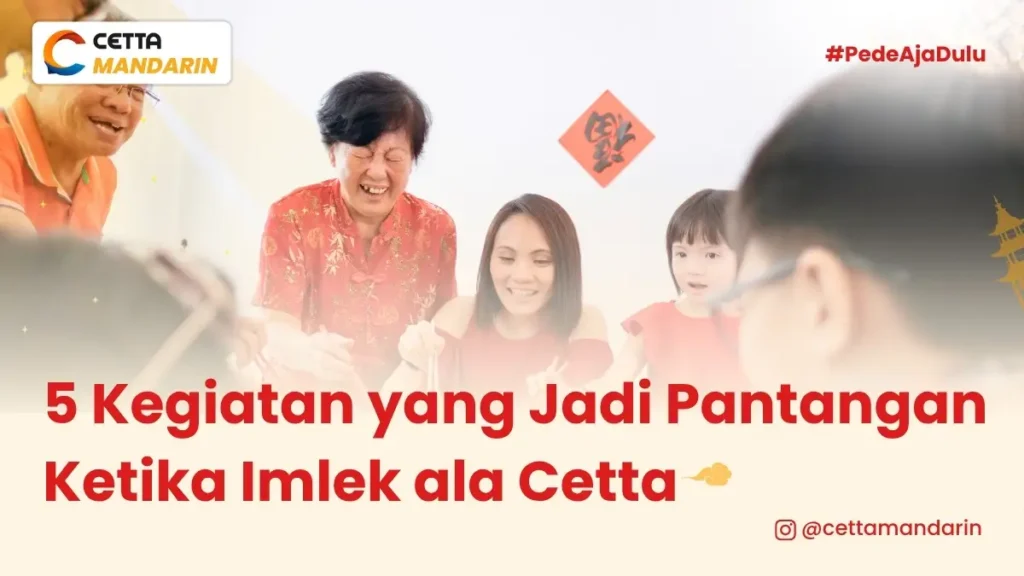 sebuah keluarga sedang merayakan imlek dan tidak melakukan kegiatan yang jadi pantangan