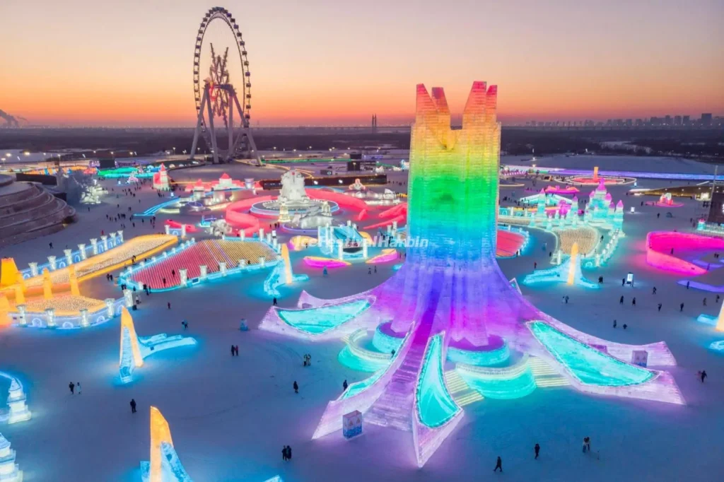 suasana dari atas saat festival Harbin