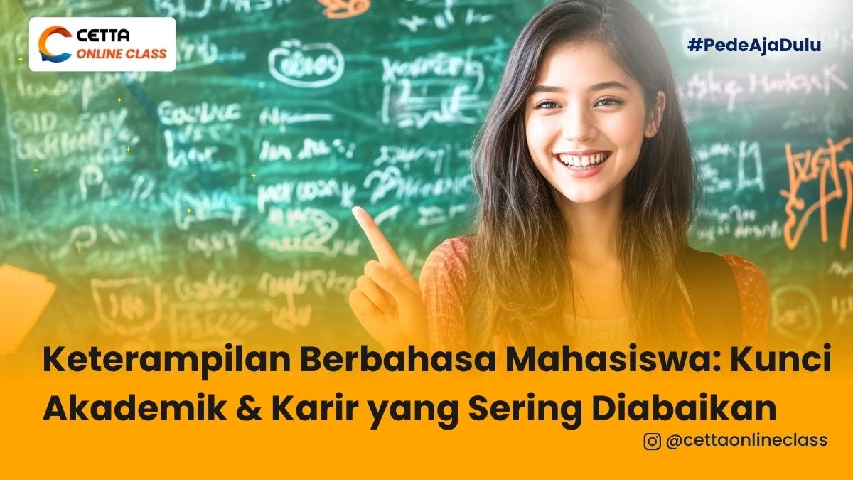 seorang mahasiswi dengan percaya diri presentasi di depan kelas