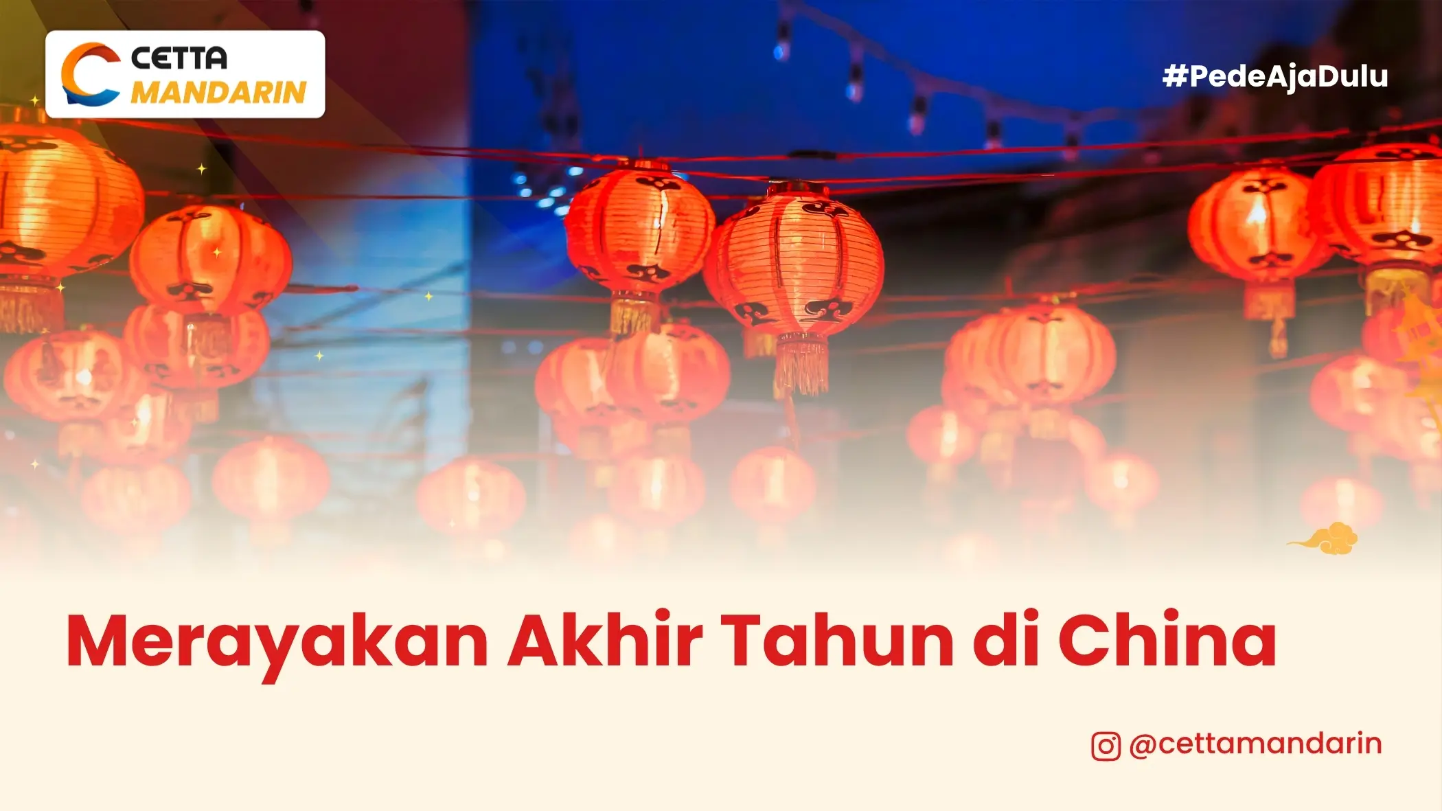 lentera yang terpasang di sepanjang jalan di China