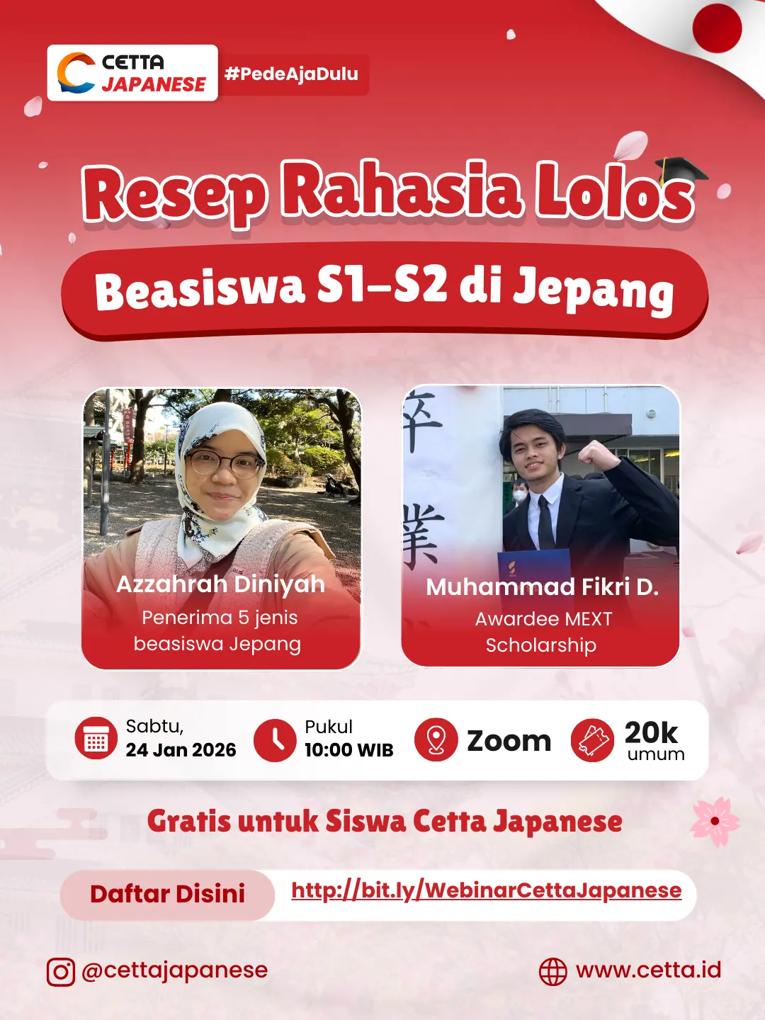 Webinar Lulus Beasiswa S1-S2 di Jepang by Cetta Japanese - Cetta Online Class