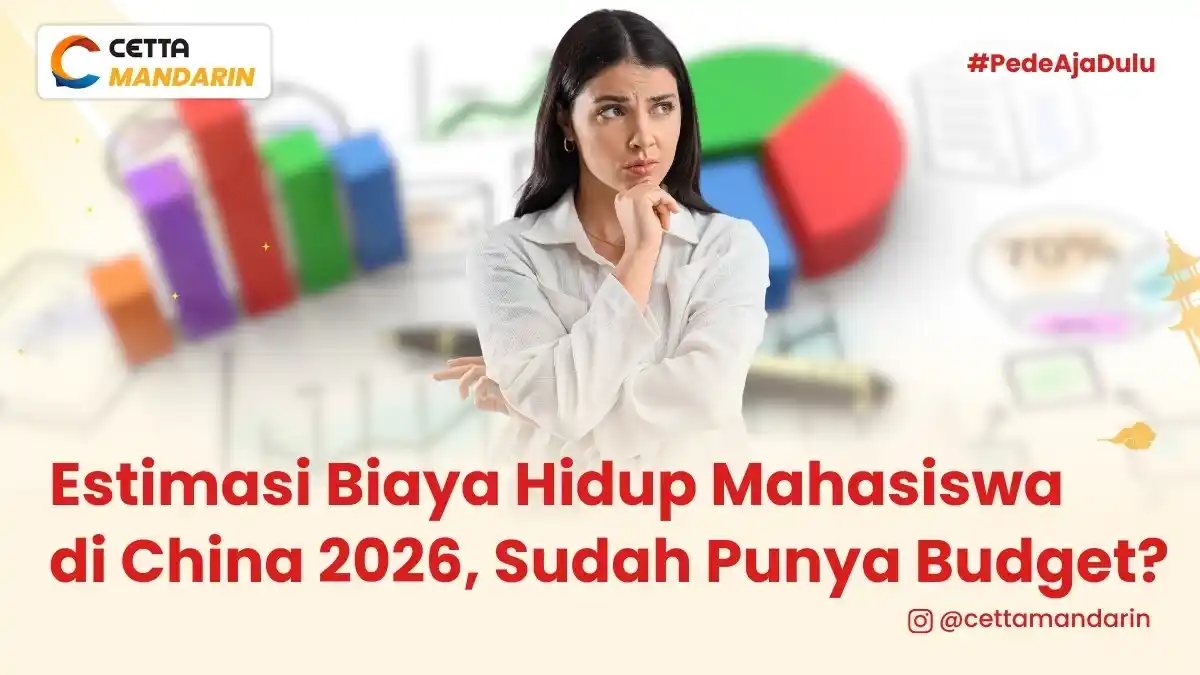 ilustrasi seorang mahasiswi yang memikirkan estimasi biaya hidup di China