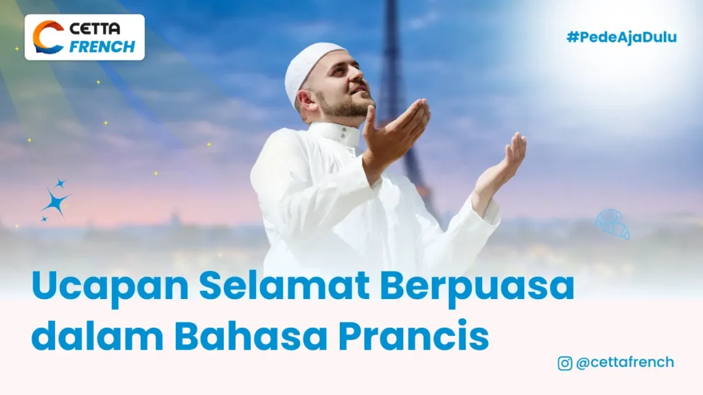 seorang lelaki mengenakan pakaian muslim sambil menengadah ke atas