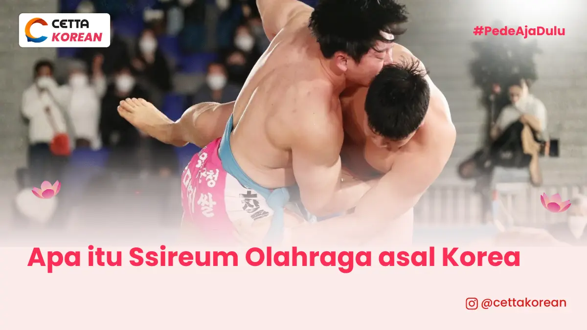 dua pegulat Ssireum sedang bertanding