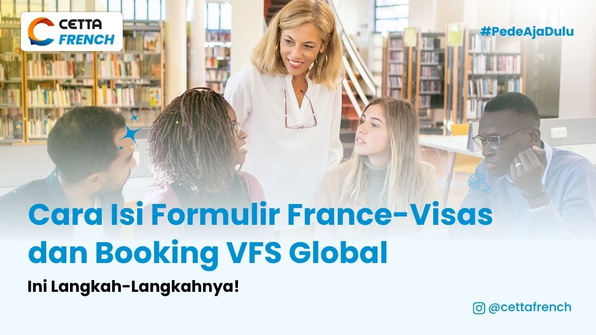 ilustrasi kelompok mahasiswa yang mencari tahu cara isi formulir France Visas dan Booking VFS Global