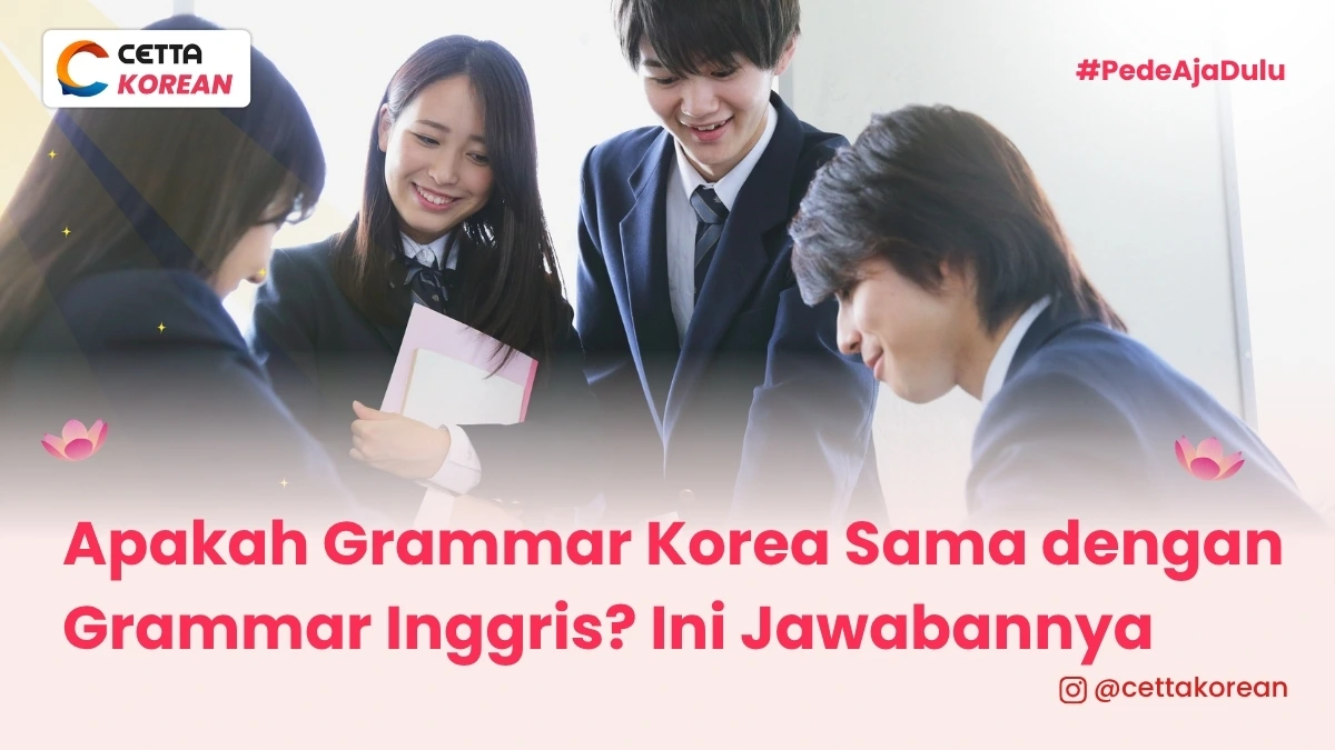 ilustrasi anak sekolah yang belajar grammar korea dan grammar Inggris