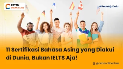 sekelompok orang berdiri membawa bendera sesuai bahasa yang mereka kuasai