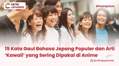 sekelompok anak muda asal Jepang sedang bercengkerama menggunakan kata-kata gaul dalam bahasa Jepang