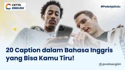 ilustrasi dua orang yang tengah menggunakan caption dalam bahasa Inggris untuk media sosial