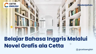 Rak buku di sebuah perpustakaan yang penuh dengan buku dan suasana yang tenang