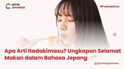 ilustrasi seorang perempuan Jepang yang mengucapkan itadakimasu sebelum makan ramen