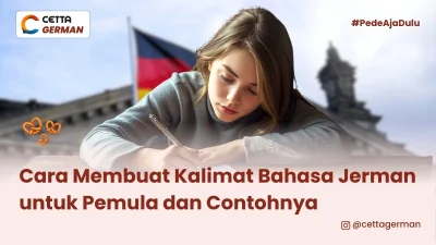 Seorang anak sedang belajar cara membuat kalimat bahasa Jerman