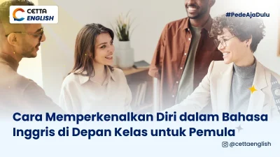 seorang wanita dan pria sedang memperkenalkan diri menggunakan bahasa inggris