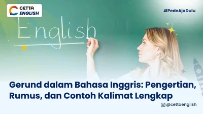 seorang guru bahasa inggris menuliskan kata "english" di papan tulis menggunakan kapur putih