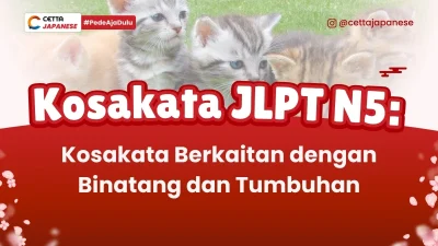 ilustrasi kucing yang dalam kosakata bahasa Jepang tentang binatang dan tumbuhan berarti neko