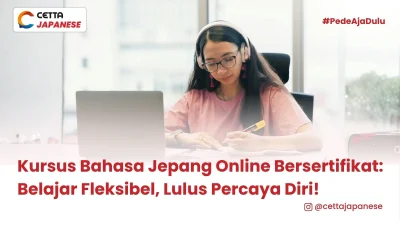 seorang wanita sedang belajar kurus bahasa jepang online di cetta