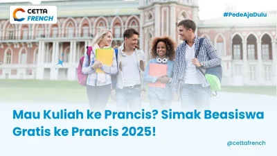 mahasiswa penerima beasiswa prancis sedang berpose di depan kampus impian mereka