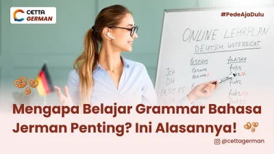 seorang guru perempuan mengajar bahasa jerman di kelas