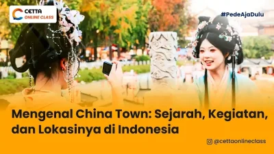 ilustrasi seorang perempuan yang berfoto di china town