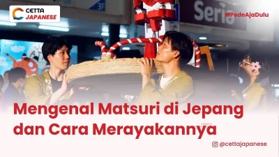 ilustrasi dua orang sedang mengikuti matsuri di Jepang