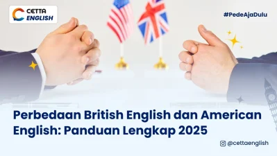 terdapat dua tangan saling berhadapan dengan bendera US dan UK di belakang