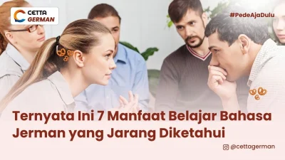 seorang perempuan sedang mengobrol dengan seorang pria menggunakan bahasa Jerman