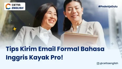 ilustrasi dua karyawan yang kirim email formal bahasa Inggris kayak pro